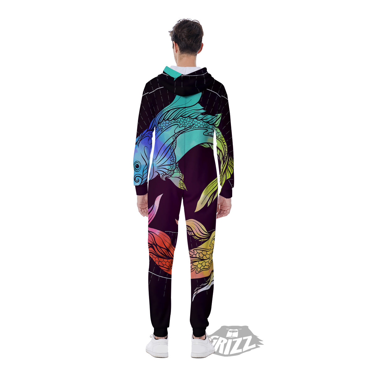 Pisces Sign Colorful Print Men's Jumpsuit-grizzshop
