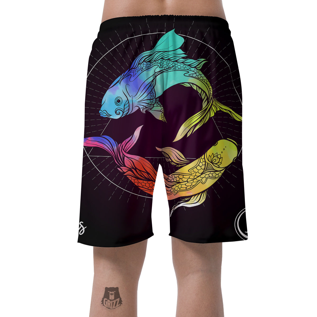 Pisces Sign Colorful Print Men's Shorts-grizzshop