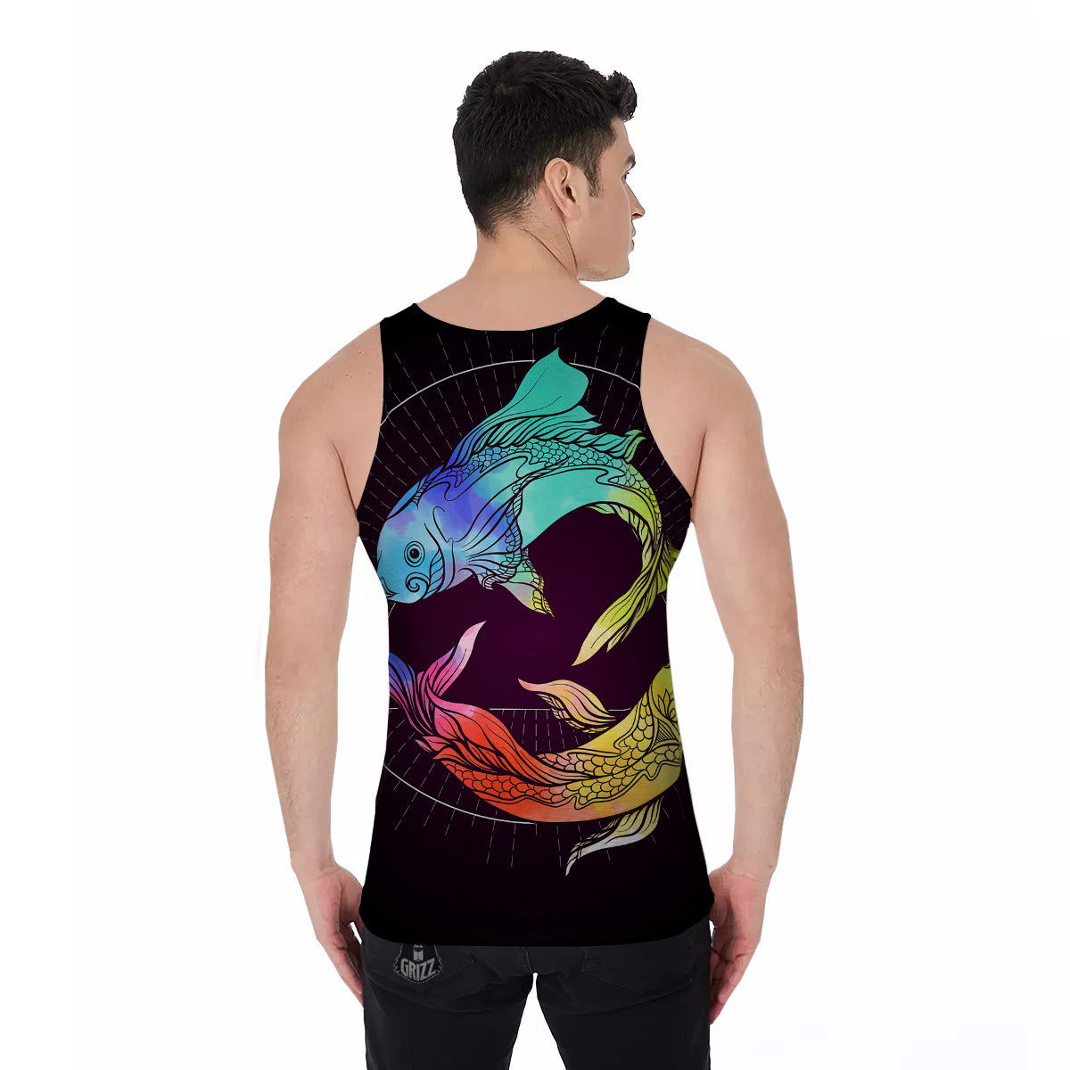 Pisces Sign Colorful Print Men's Tank Top-grizzshop