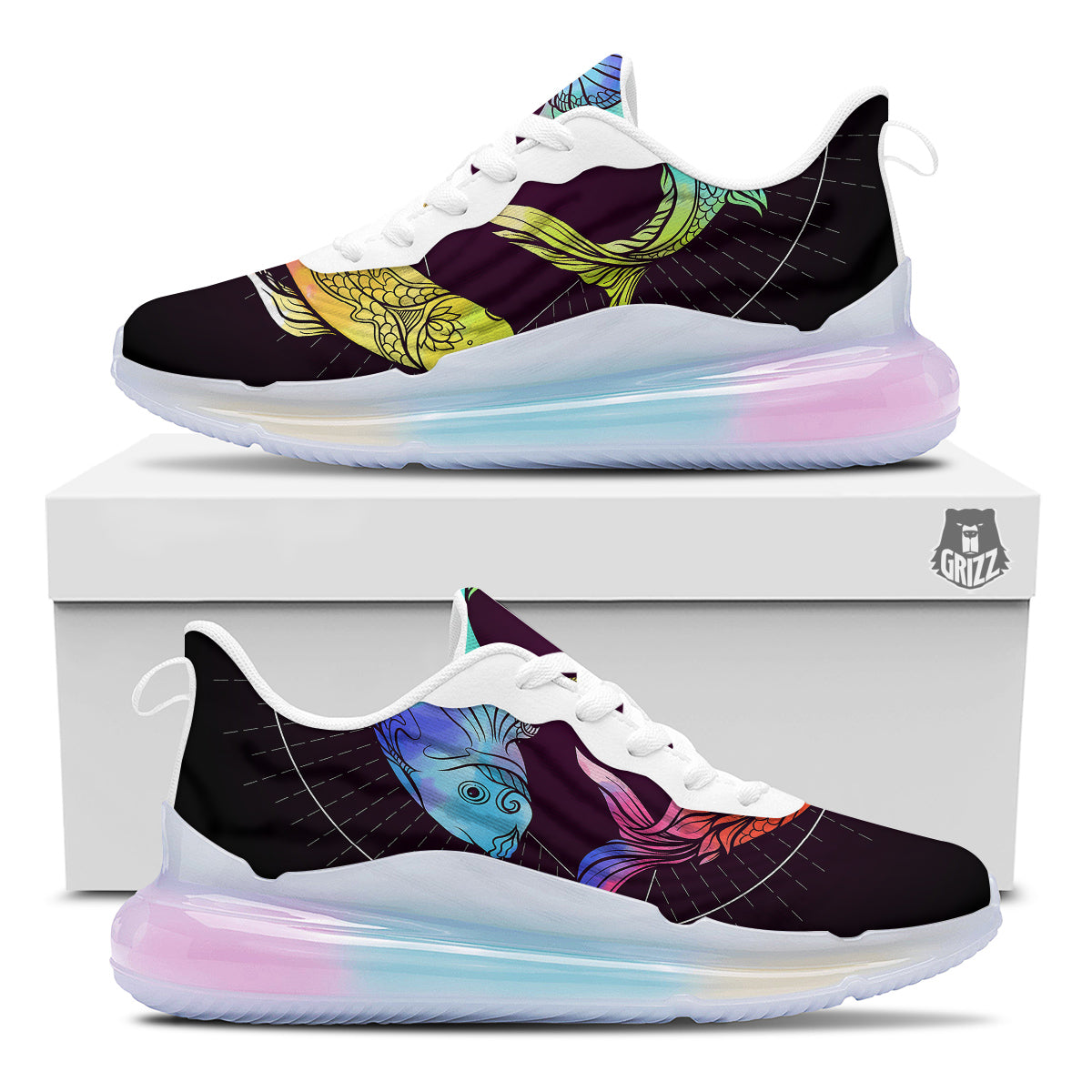 Pisces Sign Colorful Print Running Sneakers-grizzshop