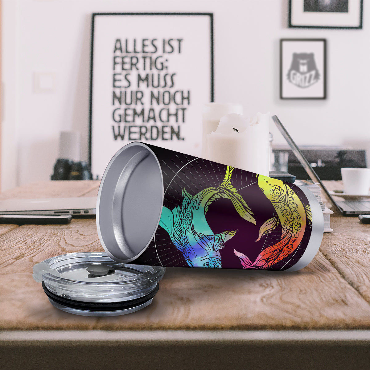 Pisces Sign Colorful Print Tumbler-grizzshop
