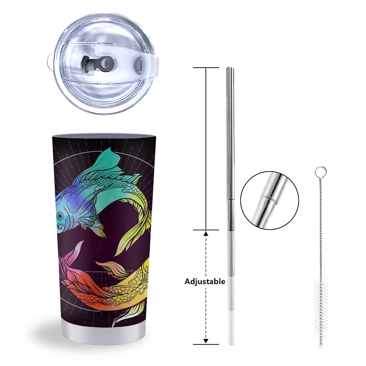 Pisces Sign Colorful Print Tumbler-grizzshop