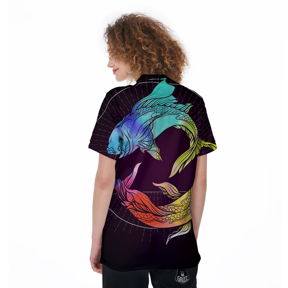 Pisces Sign Colorful Print Women's Golf Shirts-grizzshop