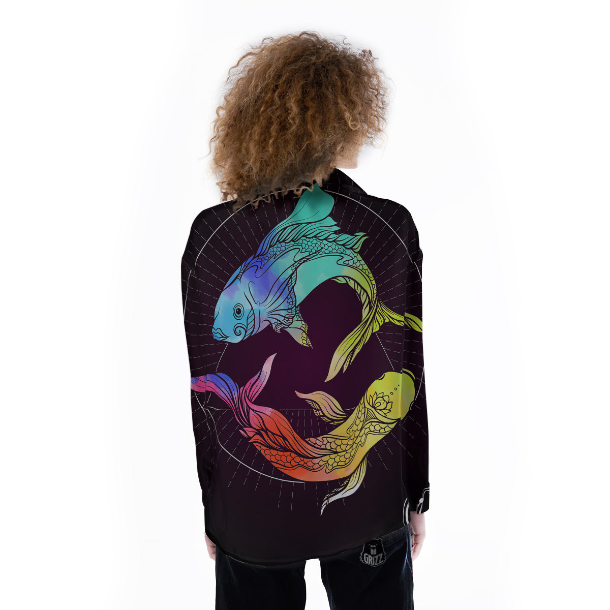 Pisces Sign Colorful Print Women's Long Sleeve Shirts-grizzshop