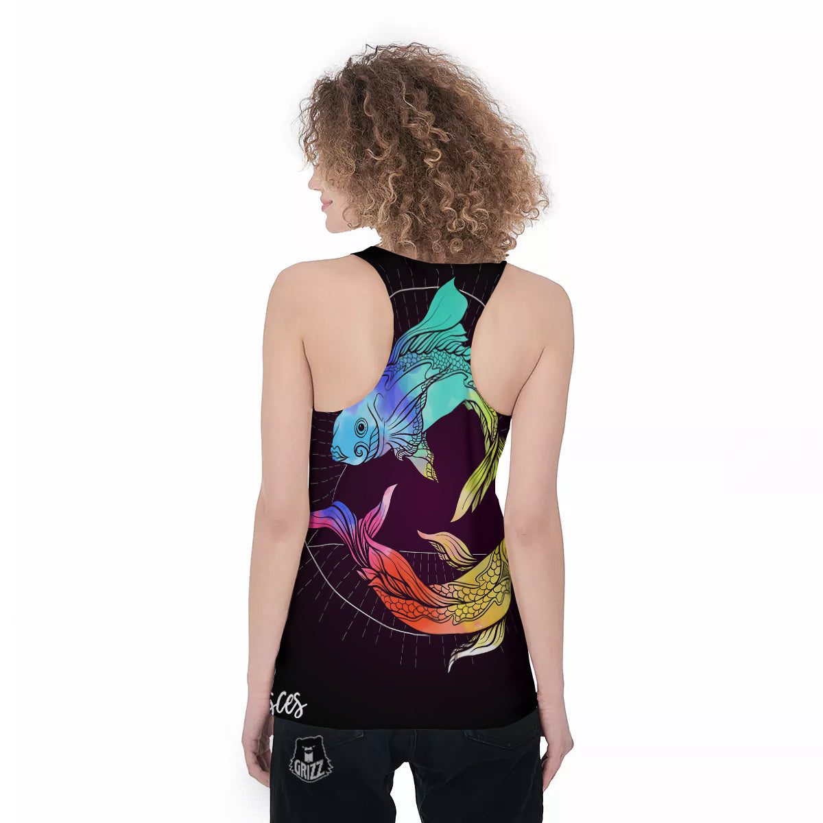 Pisces Sign Colorful Print Women's Racerback Tank Top-grizzshop