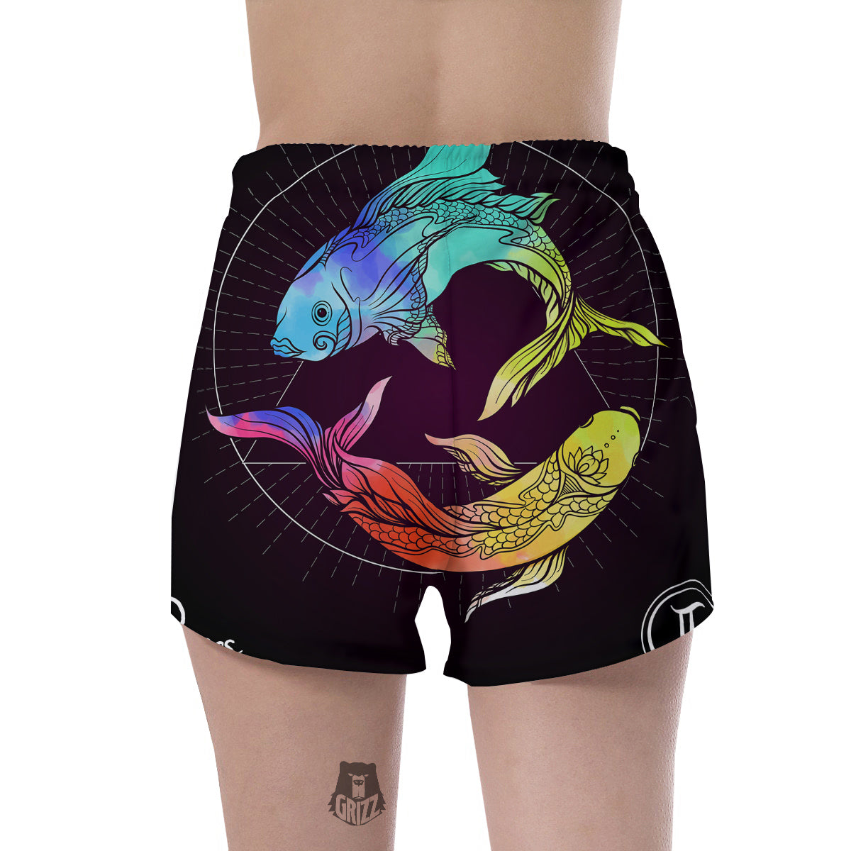 Pisces Sign Colorful Print Women's Shorts-grizzshop