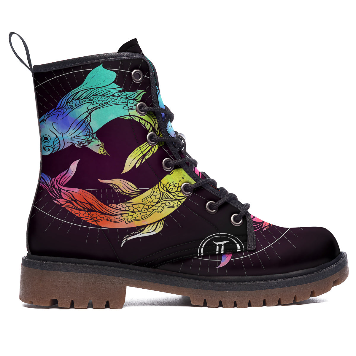 Pisces Sign Colorful Print Work Boots-grizzshop