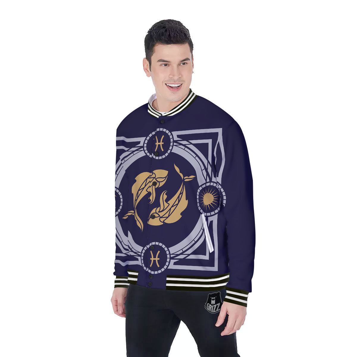 Pisces Sign Horoscope Print Baseball Jacket-grizzshop
