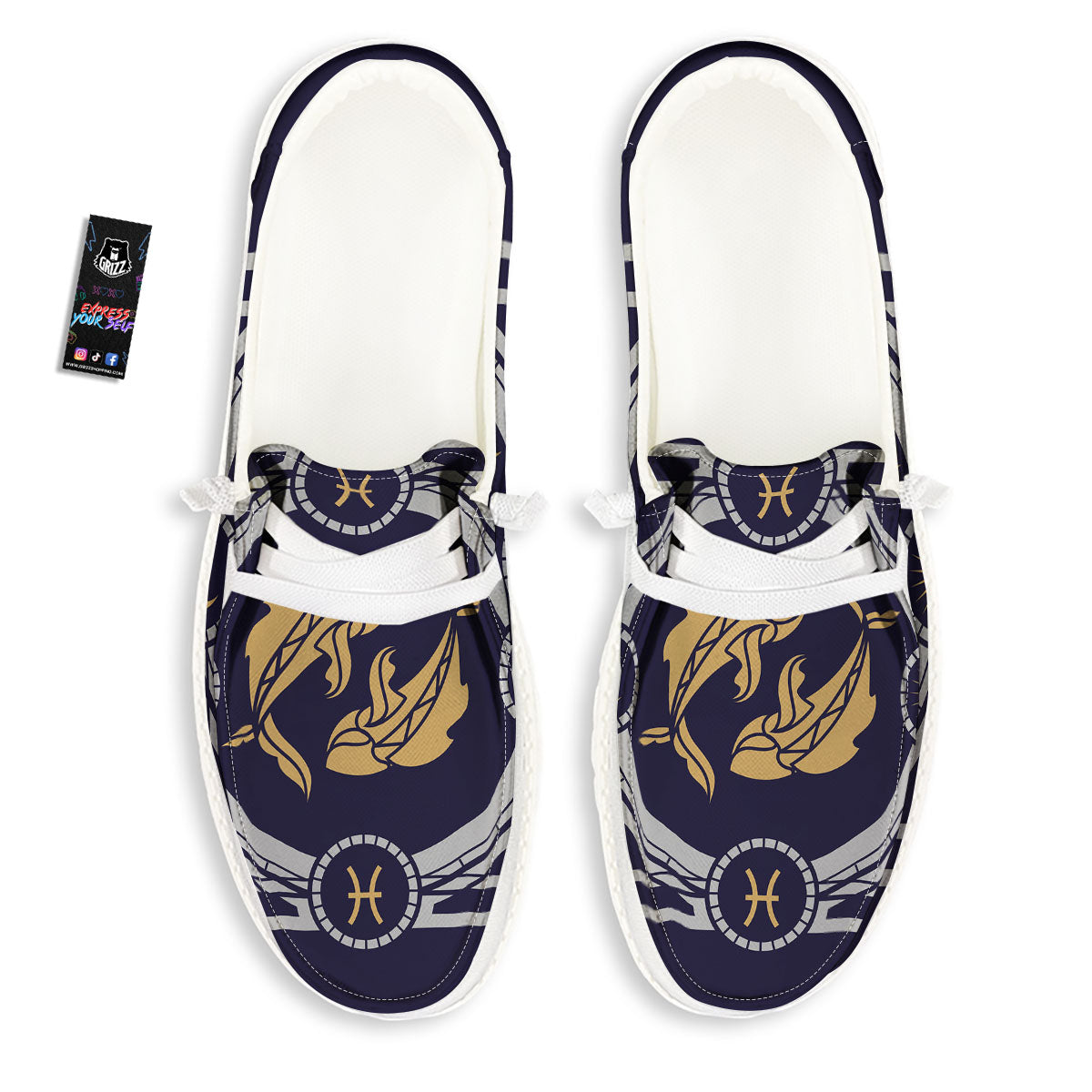 Pisces Sign Horoscope Print Black Loafers-grizzshop