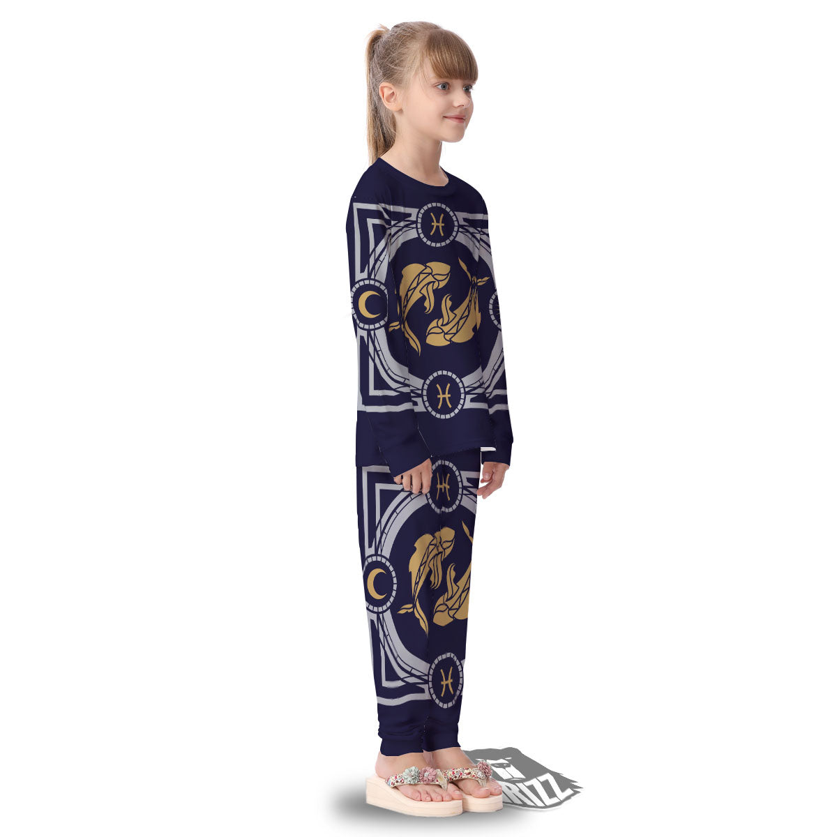 Pisces Sign Horoscope Print Kid's Pajamas-grizzshop