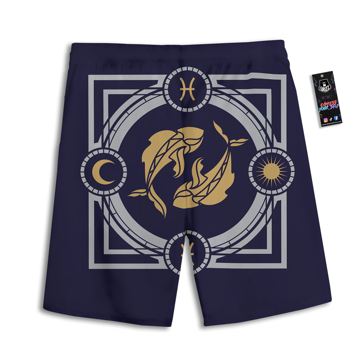 Pisces Sign Horoscope Print Men's Athletic Shorts