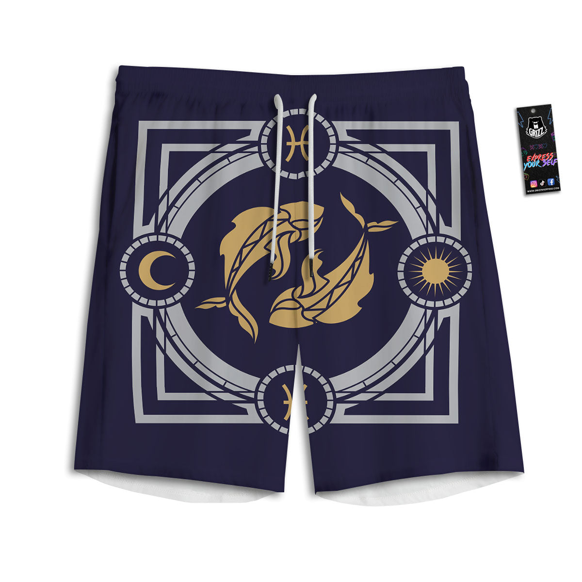 Pisces Sign Horoscope Print Men's Athletic Shorts