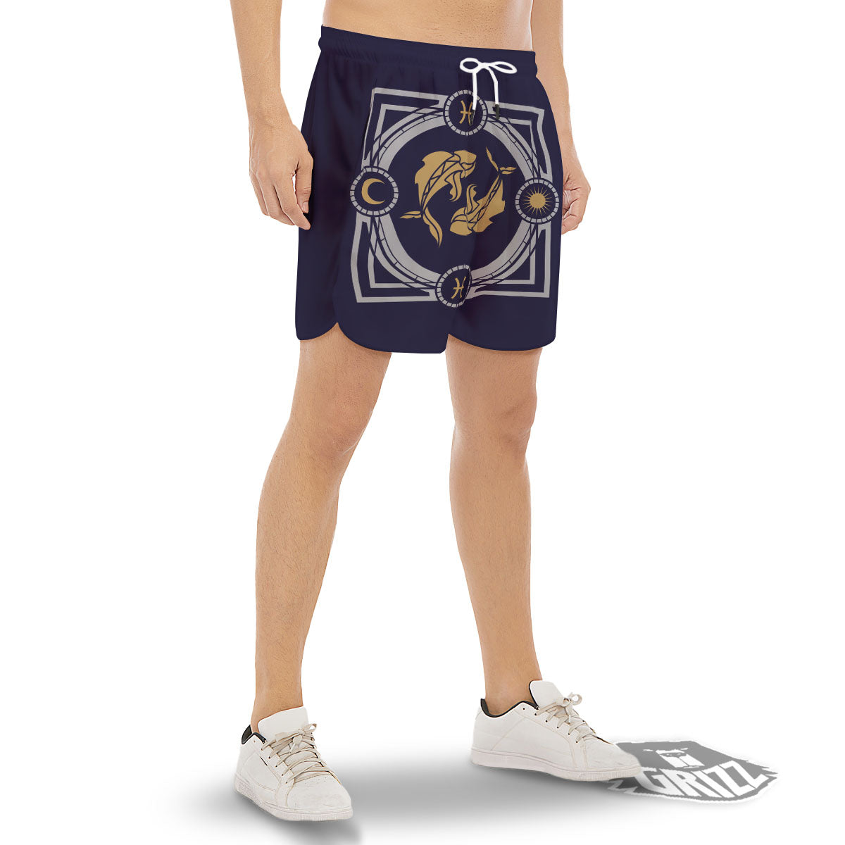 Pisces Sign Horoscope Print Men's Gym Shorts-grizzshop
