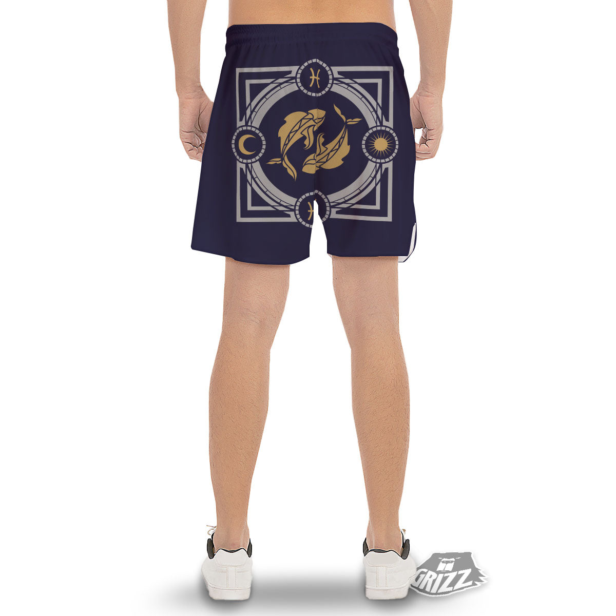 Pisces Sign Horoscope Print Men's Gym Shorts-grizzshop