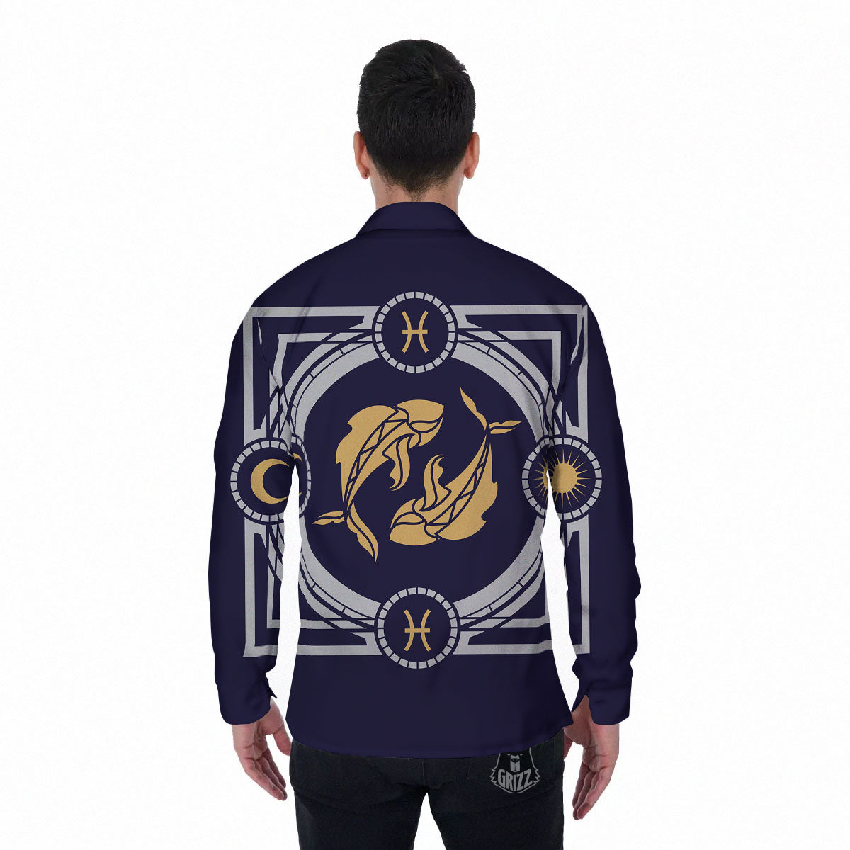 Pisces Sign Horoscope Print Men's Long Sleeve Shirts-grizzshop