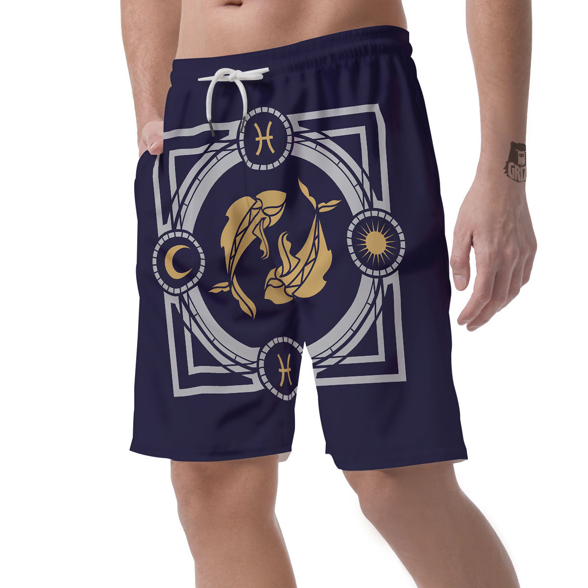 Pisces Sign Horoscope Print Men's Shorts-grizzshop