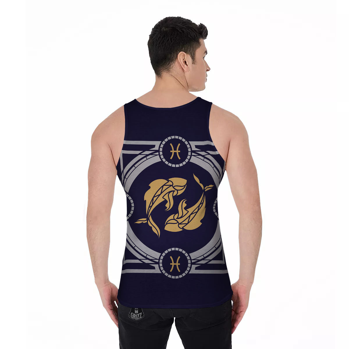 Pisces Sign Horoscope Print Men's Tank Top-grizzshop
