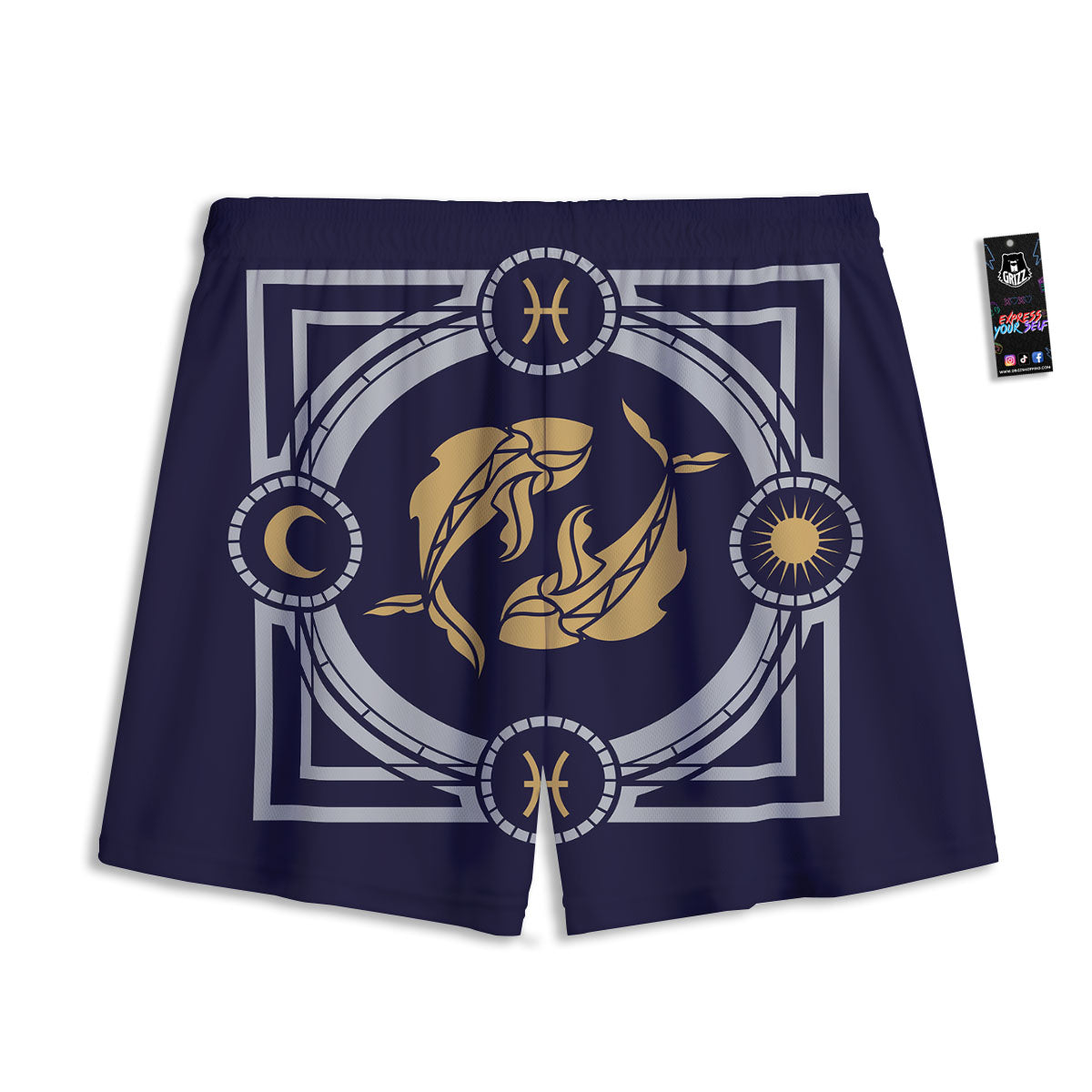 Pisces Sign Horoscope Print Mesh Shorts
