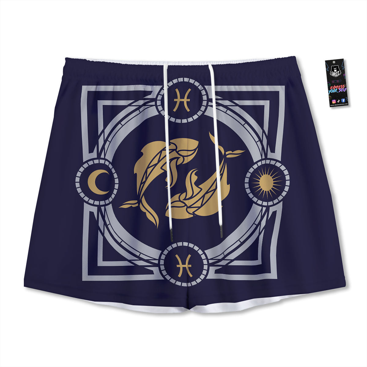Pisces Sign Horoscope Print Mesh Shorts