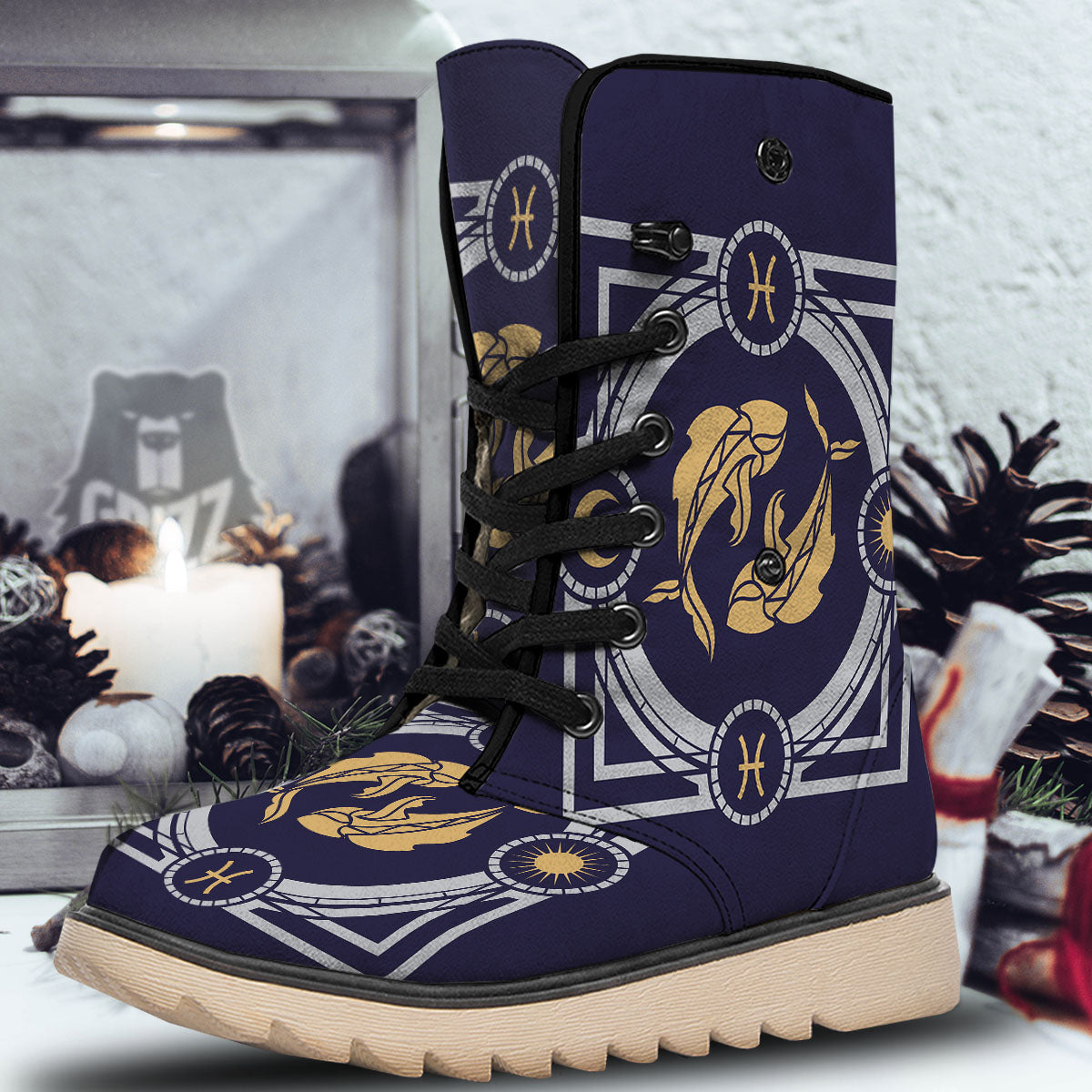 Pisces Sign Horoscope Print Snow Boots-grizzshop