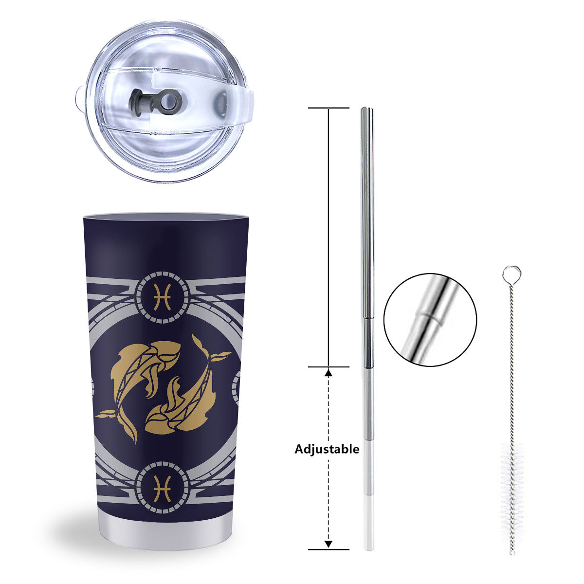 Pisces Sign Horoscope Print Tumbler-grizzshop