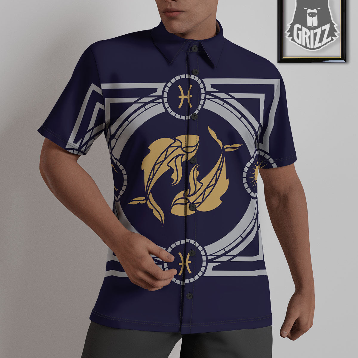 Pisces Sign Horoscope Print Untucked Shirts-grizzshop