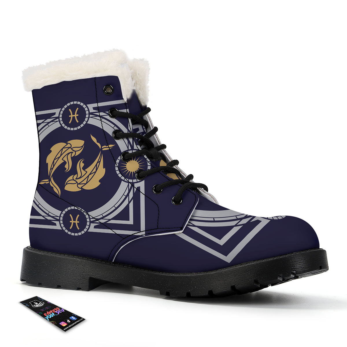 Pisces Sign Horoscope Print Winter Boots-grizzshop
