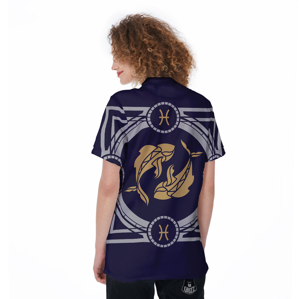Pisces Sign Horoscope Print Women's Golf Shirts-grizzshop