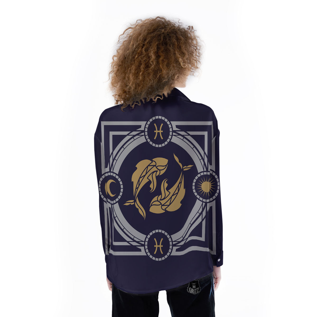 Pisces Sign Horoscope Print Women's Long Sleeve Shirts-grizzshop