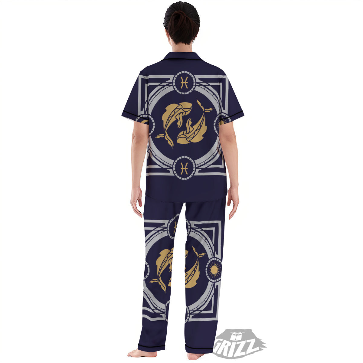 Pisces Sign Horoscope Print Women's Pajamas Set-grizzshop
