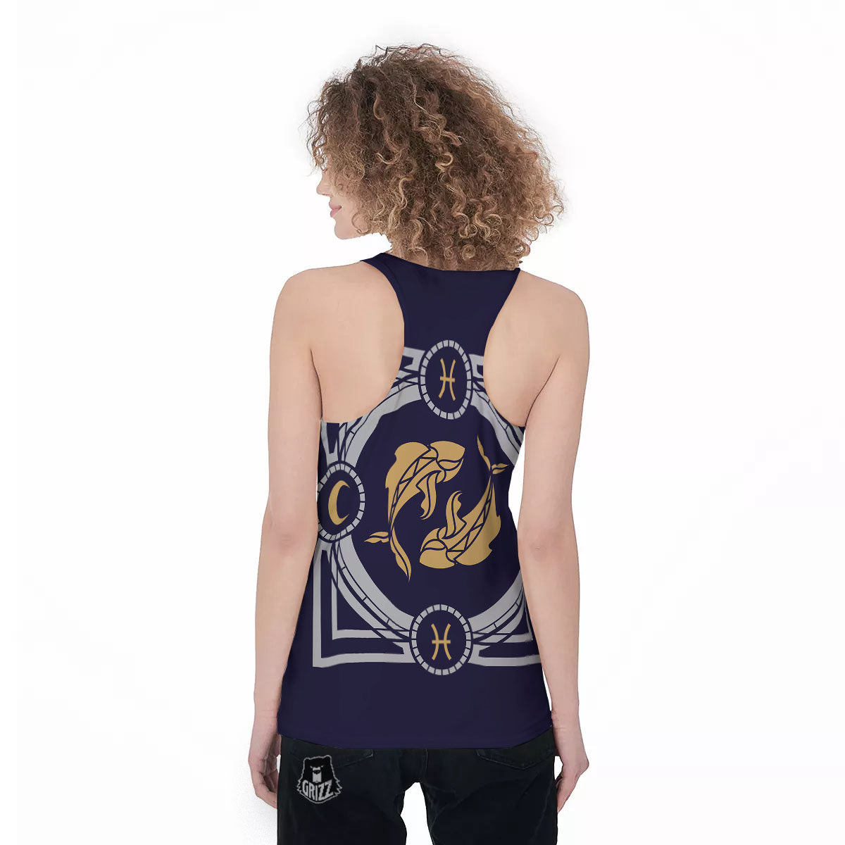 Pisces Sign Horoscope Print Women's Racerback Tank Top-grizzshop