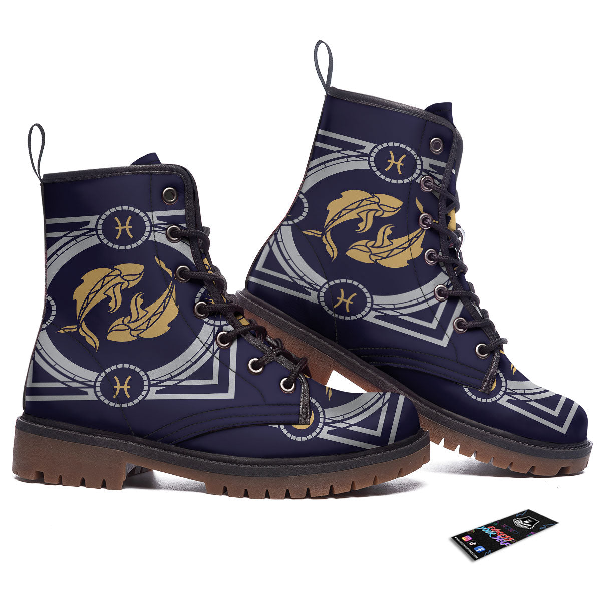 Pisces Sign Horoscope Print Work Boots-grizzshop