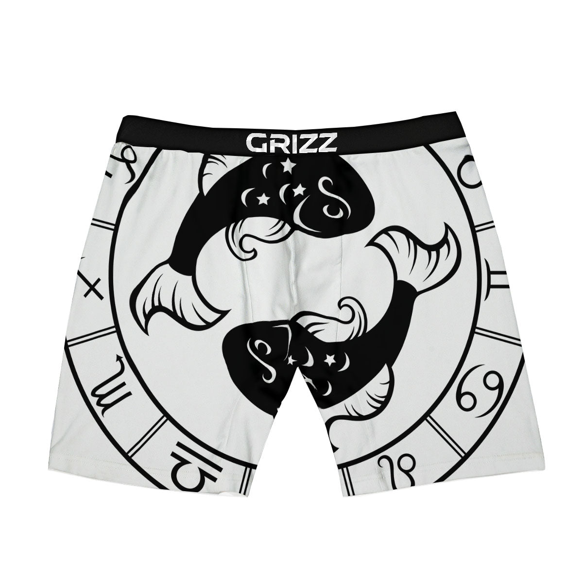 Pisces Sign White And Black Print Boxer Briefs-grizzshop