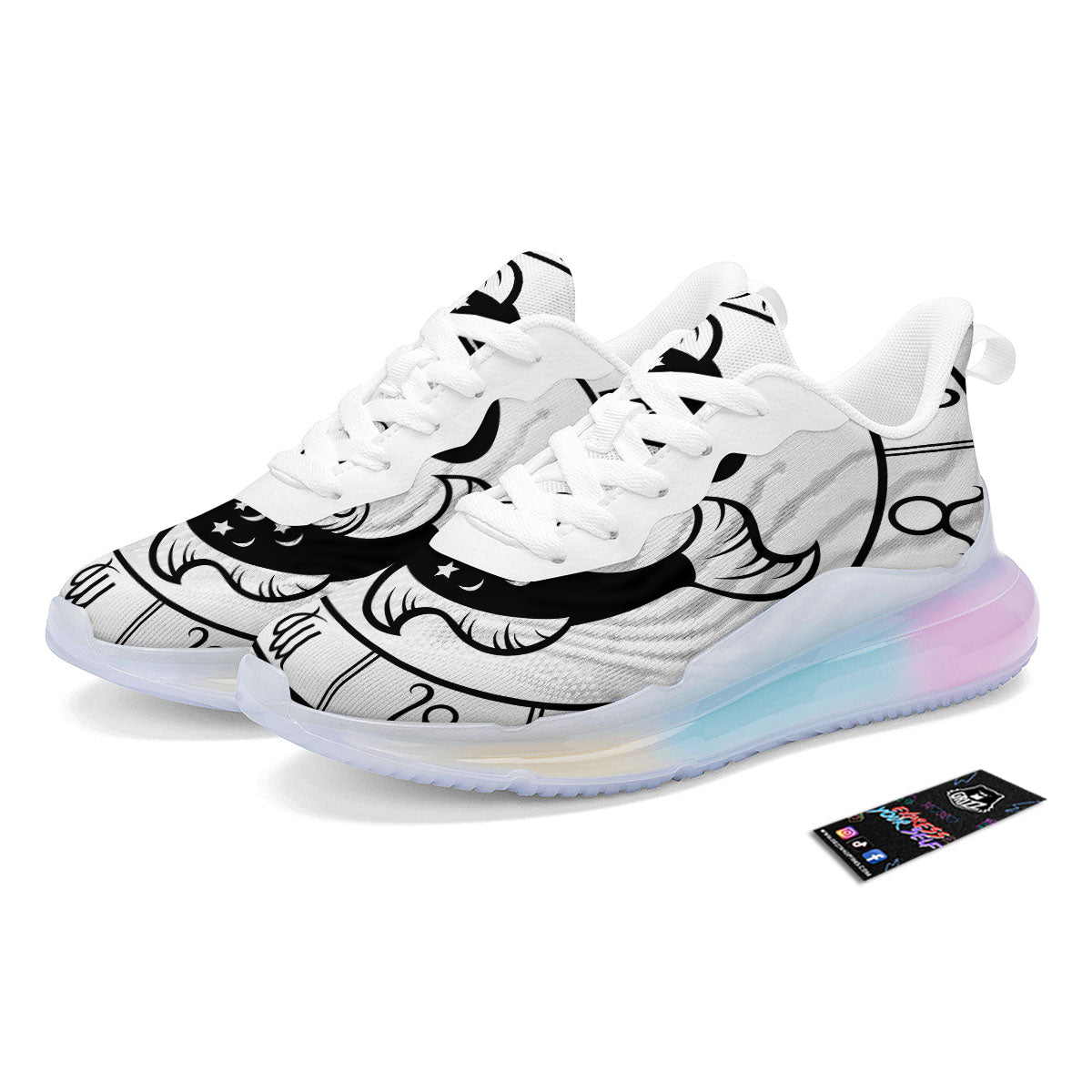 Pisces Sign White And Black Print Running Sneakers-grizzshop