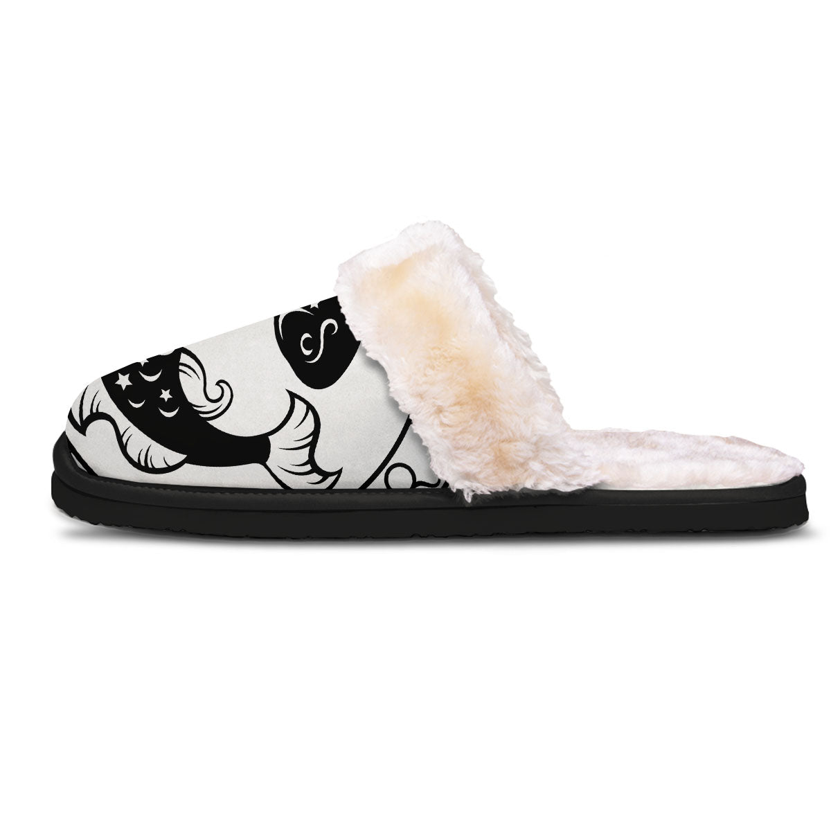 Pisces Sign White And Black Print Slippers-grizzshop
