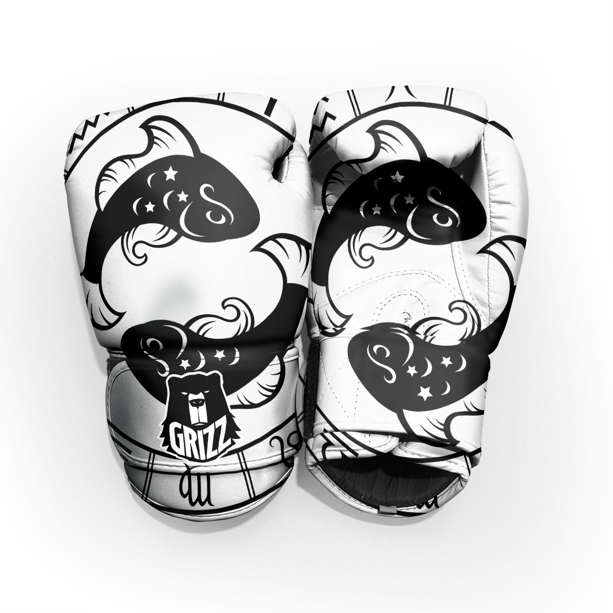 Pisces Sign White And Black Print Pro Boxing Glove