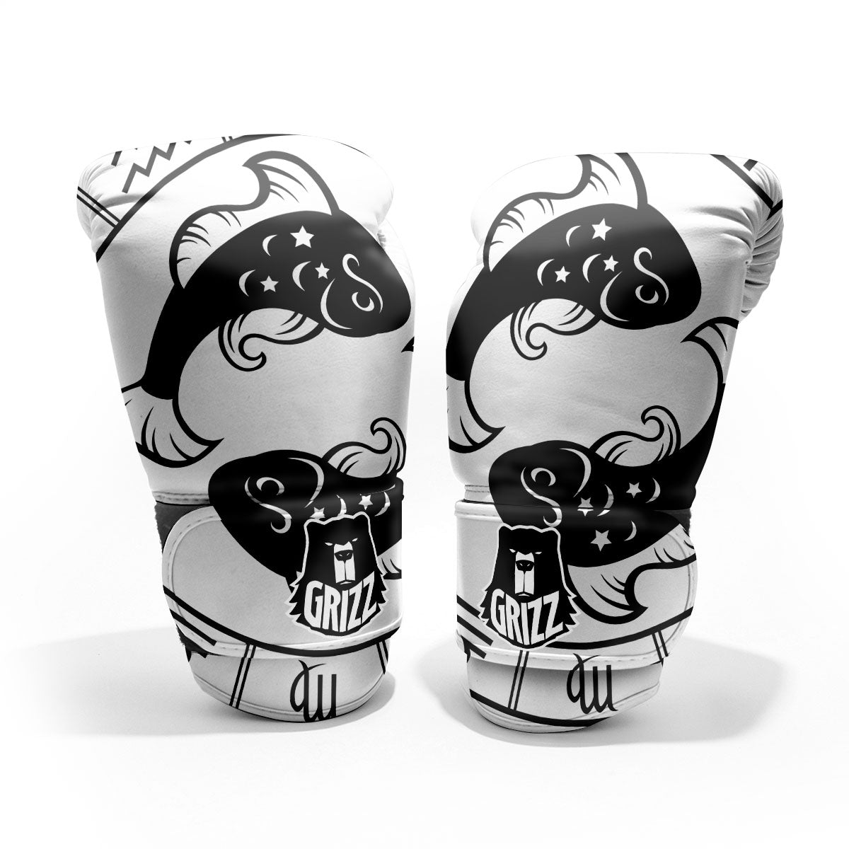 Pisces Sign White And Black Print Pro Boxing Glove