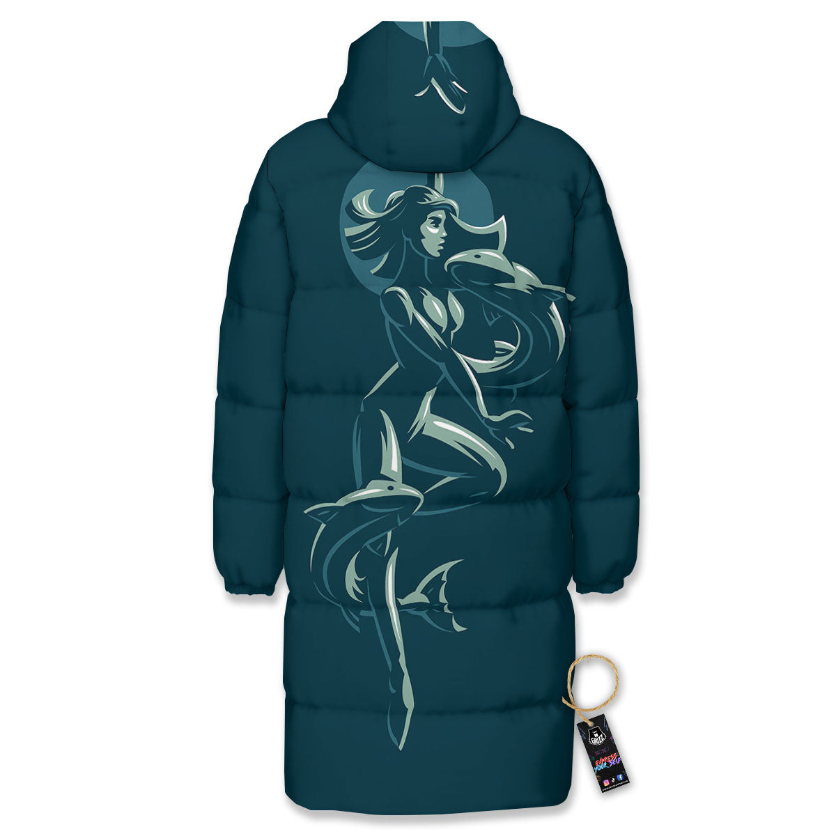 Pisces Sign Astrology Print Long Down Jacket
