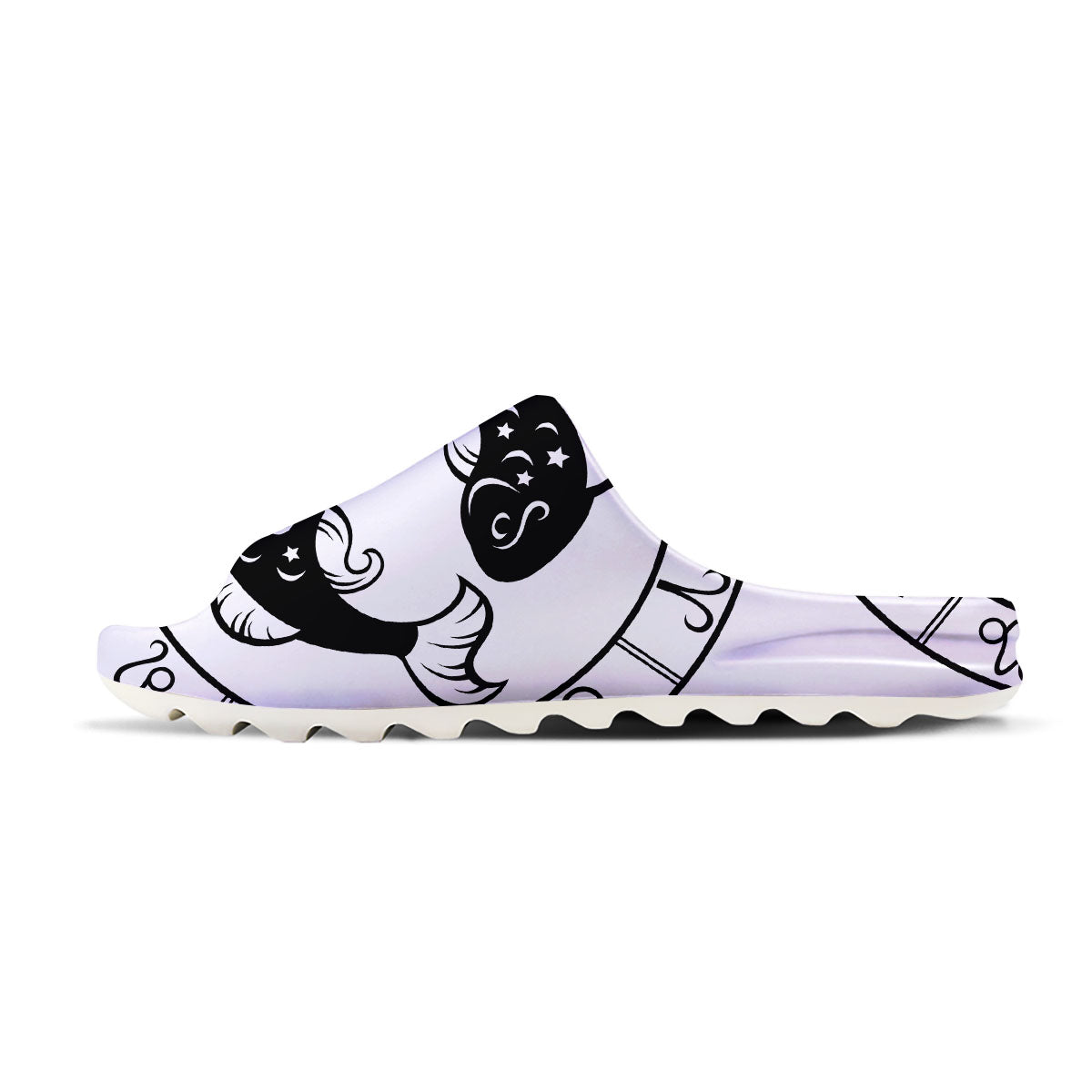 Pisces Sign White And Black Print Sandals-grizzshop