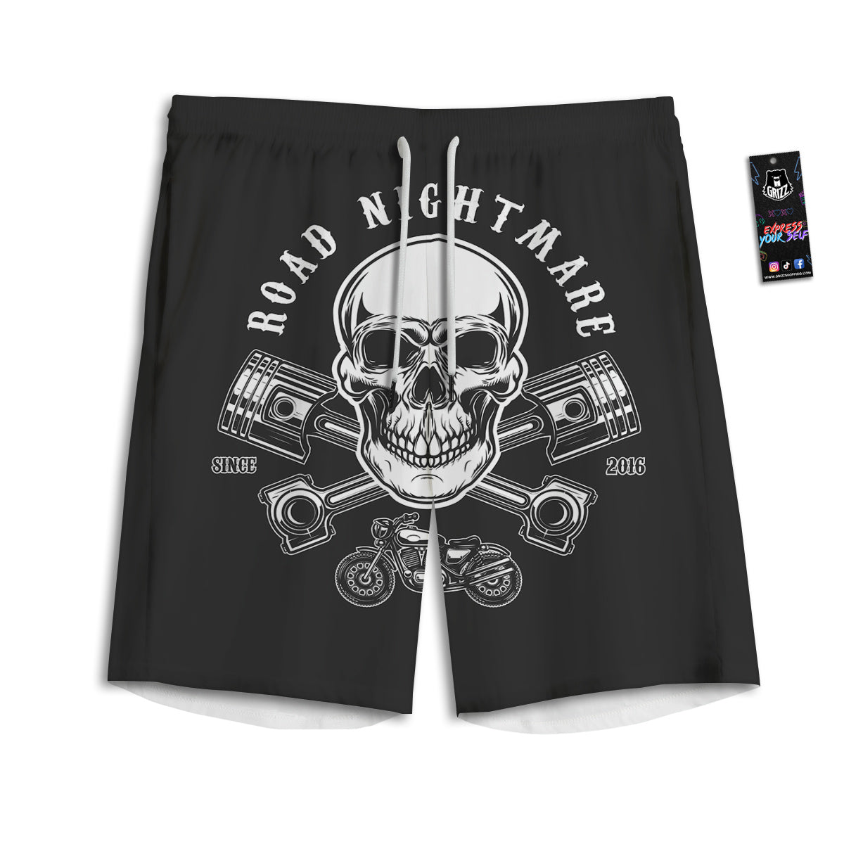 Piston Skull Mechanic Cross Print Men's Athletic Shorts