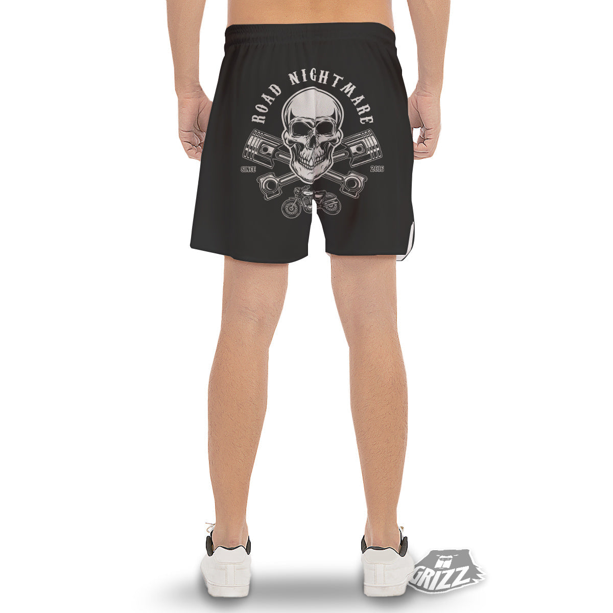 Piston Skull Mechanic Cross Print Men's Gym Shorts-grizzshop