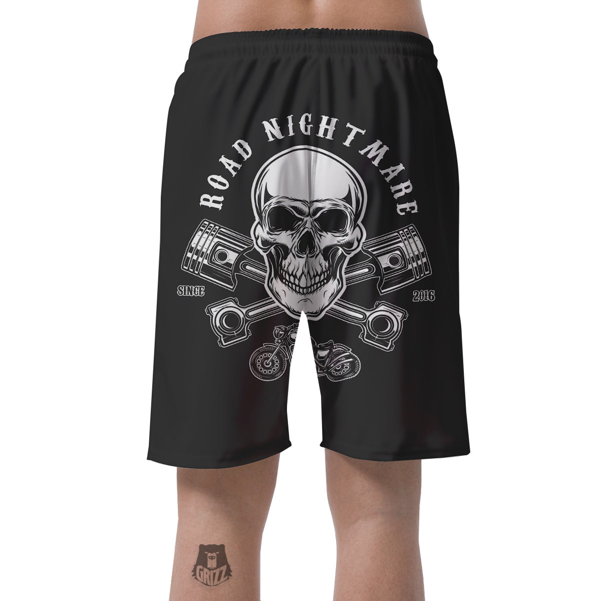 Piston Skull Mechanic Cross Print Men's Shorts-grizzshop