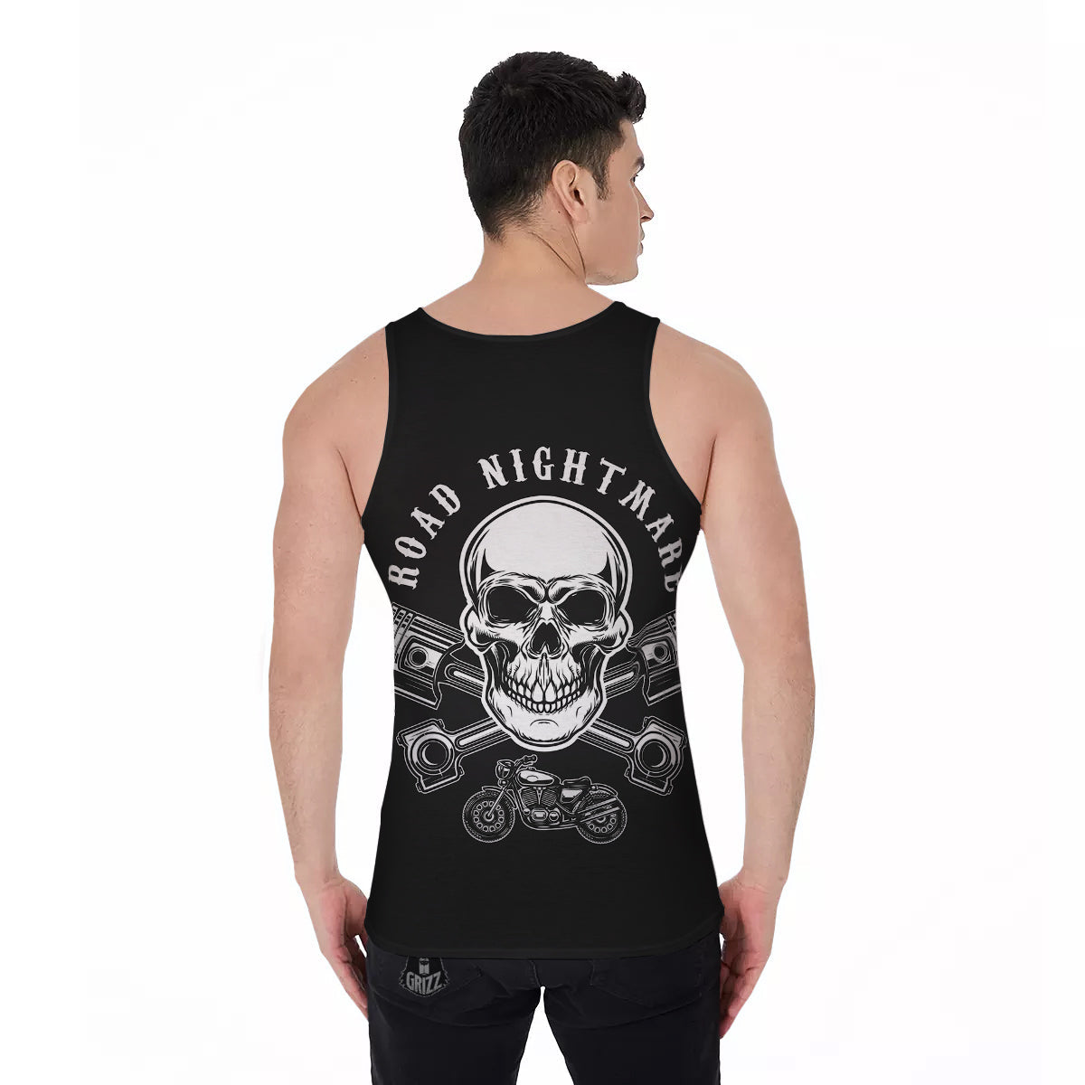 Piston Skull Mechanic Cross Print Men's Tank Top-grizzshop