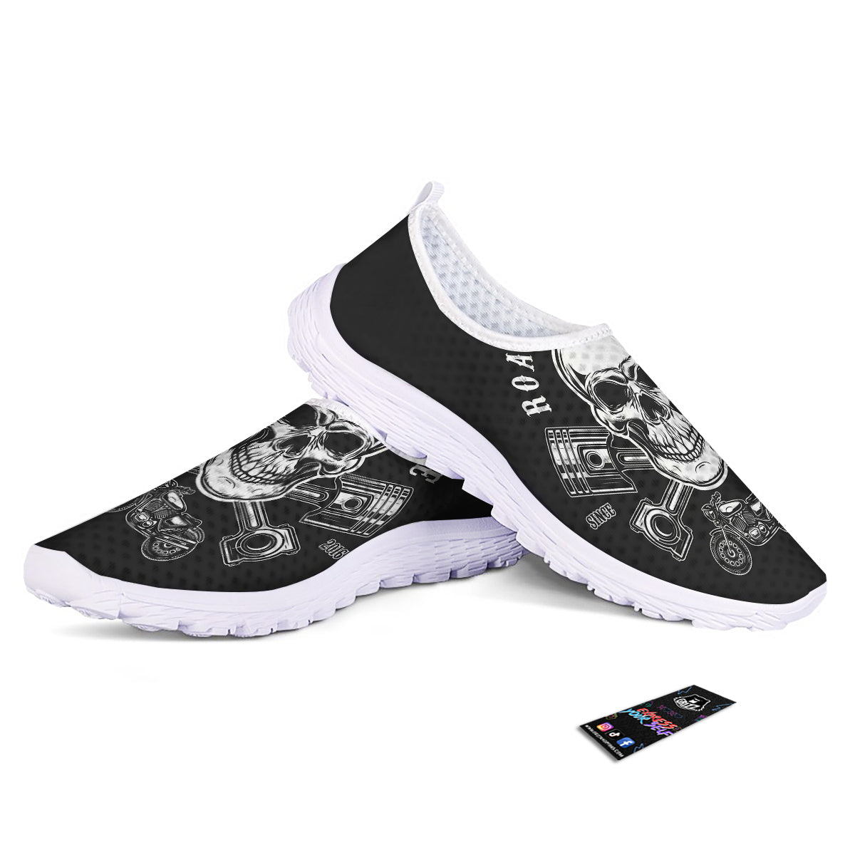 Piston Skull Mechanic Cross Print Nurse Shoes-grizzshop