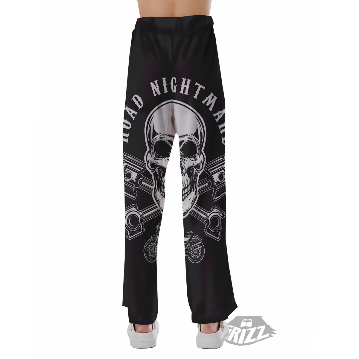 Piston Skull Mechanic Cross Print Pajama Pants-grizzshop