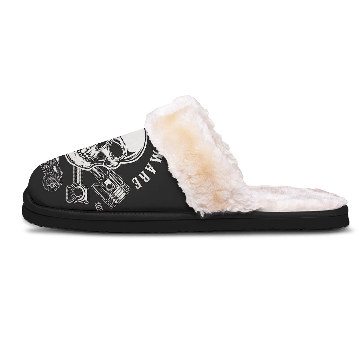 Piston Skull Mechanic Cross Print Slippers-grizzshop