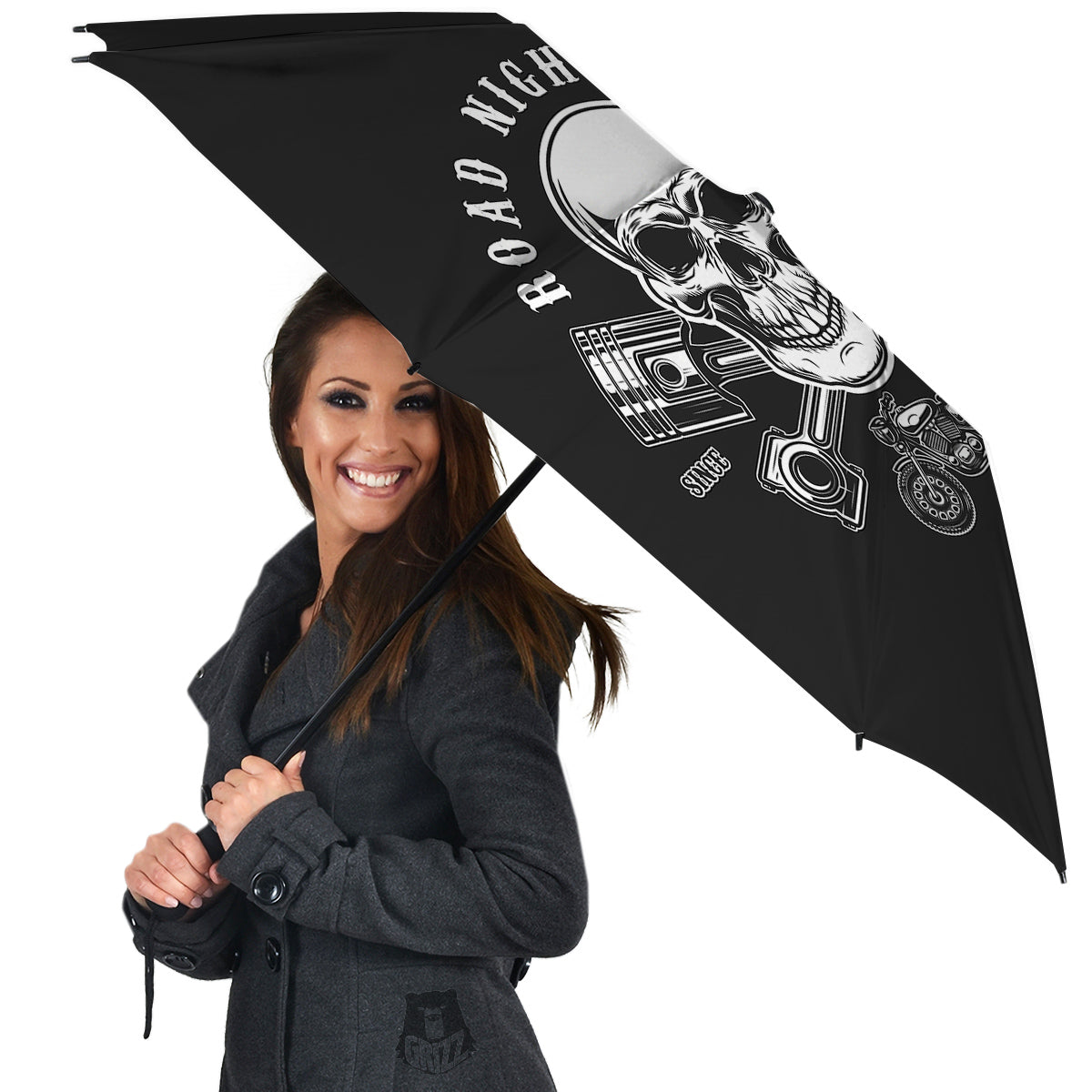 Piston Skull Mechanic Cross Print Umbrella-grizzshop