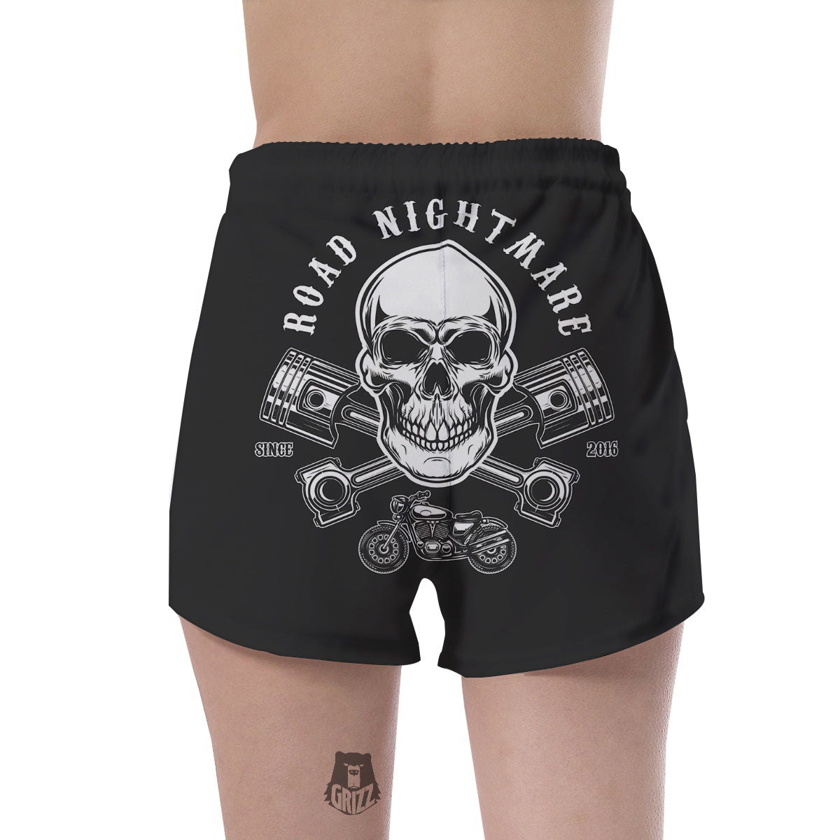 Piston Skull Mechanic Cross Print Women's Shorts-grizzshop