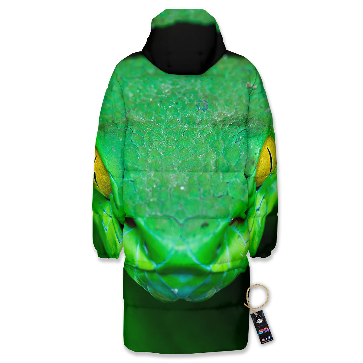 Pit Viper Green Print Long Down Jacket-grizzshop