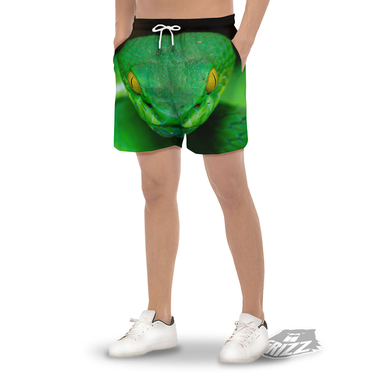 Pit Viper Green Print Men's Gym Shorts-grizzshop